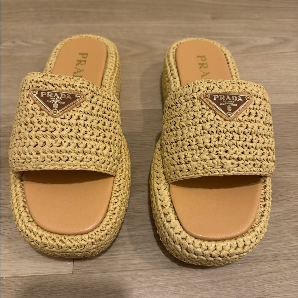 Off-brand Prada Crochet Platform Slides